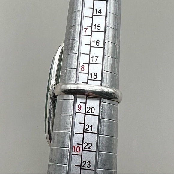 New Green Enhanced Botswana Dragon Vein Agate Stone Silver Overlay Ring Size 8.5 - Picture 6 of 10